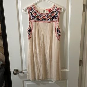 Embroidered cream dress